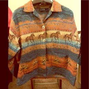 Jane Ashley Tapestry Jacquard Cowgirl Jacket, XL